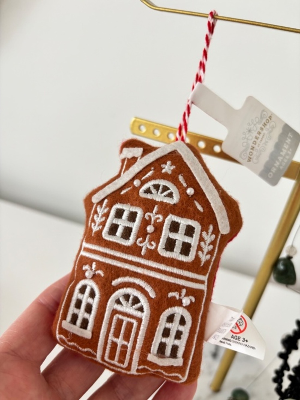 WONDERSHOP at Target Ornament Gingerbread house stuffed Xmas tree ornament